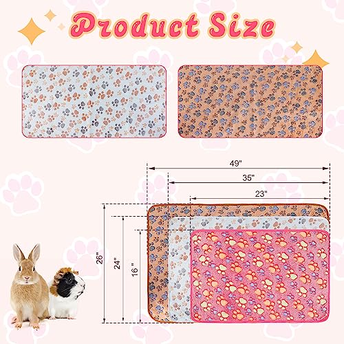 YUEPET Guinea Pig Blankets 3 Pack, Waterproof-Backed Fleece Liners, S | Guinea Pig Fleece Cage Liners, Waterproof Backing, Washable mats, Soft Fleece Surface, 23 x 16 in - color: White+pink+coffee, size: S-23"×16"