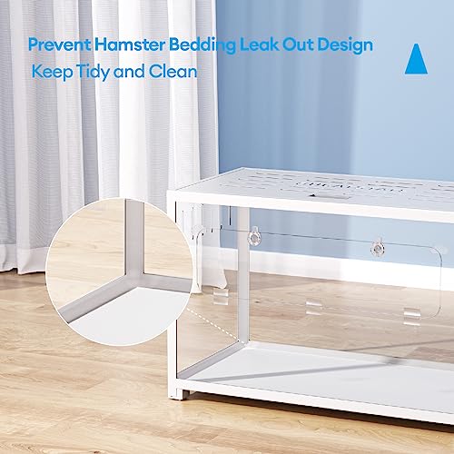 BUCATSTATE Hamster Cage 2.0, Large Hamster Enclosure (31in, White) | Stackable 3.84 ft² Large Habitats with Deep Beddiing Base, Sturdy Aluminum Frame, Front and Top Access, Easy Assemble - color: White, size: 31.4"L x 17.6"W x 20.6"H