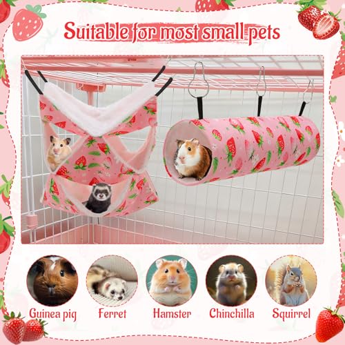 2 Pcs Guinea Pig Ferret Hammock Set, 3 Tier Hammock, Tunnel Bed | Small Animal Cage Accessories , Easy Installation, Suitable for Hamster Sugar Guinea Pig Ferret Squirrel Chinchilla