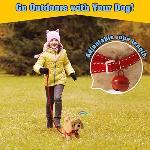KSABVAIA Plush Golden Retriever Toy Puppy Electronic Interactive Dog - Walking, Barking, Tail Wagging, Stretching Companion Animal for Kids Toddlers - color: Golden Dog