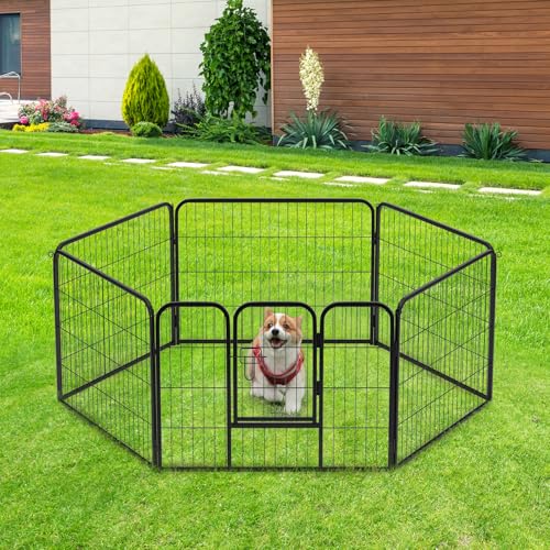 BestPet | Dog Playpen | 24 Inch, 6 Panels | Heavy Duty Metal Pet Exercise Pen | Indoor Outdoor Fence Panels | Rust-Resistant, Removable, Tool-Free Setup | Anti-Skid, Expandable Design - style: 6 panels