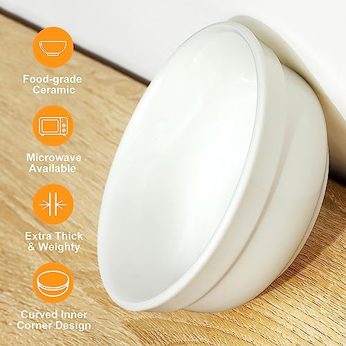 COMESOON 5" Ceramic Cat Bowl with Paws Pattern, Cat Food Bowl for Food and Water, Healthy Cat Dishes for Indoor Cats and Small Dogs, Dishwasher Safe & Microwaveable - White