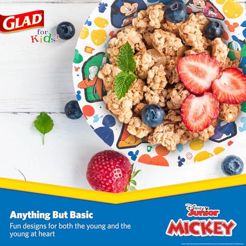 Glad for kids Disney Mickey & Friends Disposable Bowls, 12 Oz, 40 Ct, 2-Pk | Sturdy, cut-resistant paper bowls for snacks and parties, easy cleanup for everyday use - size: 40 Count (Pack of 2)