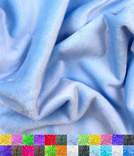 Barcelonetta | Minky Fabric | Plush, Super Soft, Cuddle | Solid Minky | by The Yard | 60" Wide | Baby Blanket, Change Station Cover, Pillow, Scarf, Beanie (Blue, 1 Yard) - color: Blue, size: 1 Yard