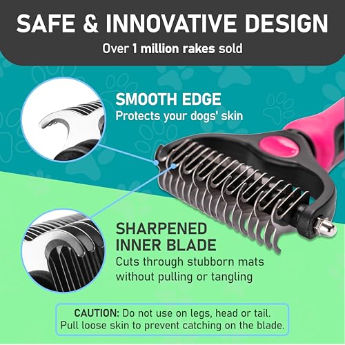 Maxpower Planet Hair Brush - Double Sided Shedding, Dematting Undercoat Rake for Dogs, Cats - Extra Wide Dog Grooming Brush, Pink | Pink, Deshedding & Dematting, Extra-Wide Double-Sided Comb, Long-Haired Coats, Reduces Shedding, Original Design - color: P