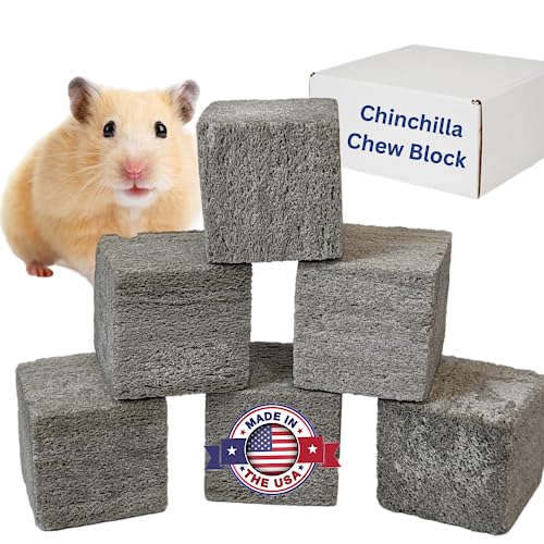 Chinchilla Chew Toys, Pumice Chew Blocks, Lava Block for Hamster, Rat, Mice, Degus, Gerbils, Small Animal Toys, Guinea Pigs, Rabbit Toy, Bunny Toy by Billy Buckskin (Pack of 6)Mined in USA - size: 1 Count (Pack of 6)