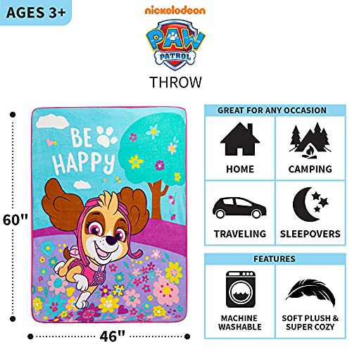 Franco Kids Bedding Super Soft Micro Raschel Throw, 46 in x 60 in, Paw Patrol Skye Girls - color: Paw Patrol Girls, size: 46 in x 60 in
