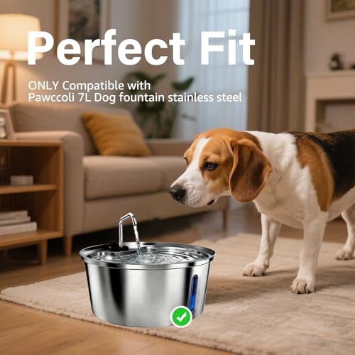 16+16 Pack Replacement Filters Compatible with Pawccoli 7L/1.8Gal Dog Water Fountain Stainless Steel, Includes 16 Filters & 16 Sponges