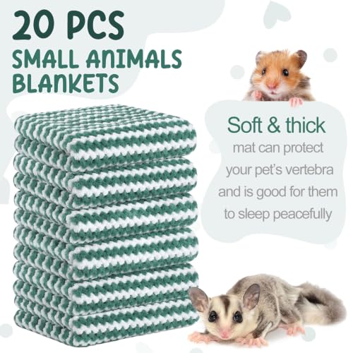 Moukeren 20 Pcs Guinea Pig Fleece Bedding Blankets Bulk Washable Small Animal Fleece Cage Liners Pet Sleeping Mat Cover for Hamster Chinchilla Rabbit Hedgehog(12 x 12 Inch,Modern,Dark Green) - color: Dark Green, size: 12 x 12 Inch, style: Modern