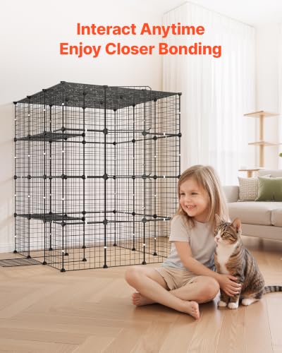 VEVOR Cat Cage 4-Tier 40.98"x40.98"x55" DIY Cat Playpen Indoor Enclosure, Detachable Metal Wire Kennel Crate with 4 Doors, Large Exercise Place Ideal for 2-3 Cats, Kittens and Small Animals, Black - size: 41.0"L x 41.0"W x 55.0"H