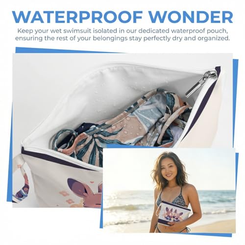 ENGVZ Wet Dry Bag, Waterproof Travel Pouch, Large Zipper Bag For Swimsuits, Diapers, Toiletries, Makeup, Women And Girls Cute Boxing Bunnies - color: Bunny