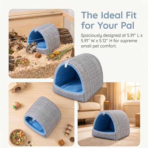 Rat Hamster Warm Bed House Hut Hanging Hammock Cute Nest for Small and Medium-Sized Pets (L), Suitable for Larger Pets(XL)-L-Grey - color: Grey, size: L