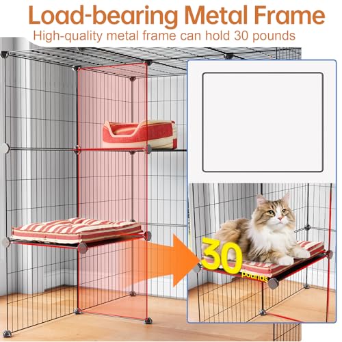 Oneluck 3-Tier Cat Cages Indoor Enclosure DIY Cat Playpen Catio Detachable Metal Wire Kennels Cats Crate Large Extra Exercise Place Ideal for 1 Cat,35.4 Inches - size: 35.4"L x 31.5"W x 35.4"H