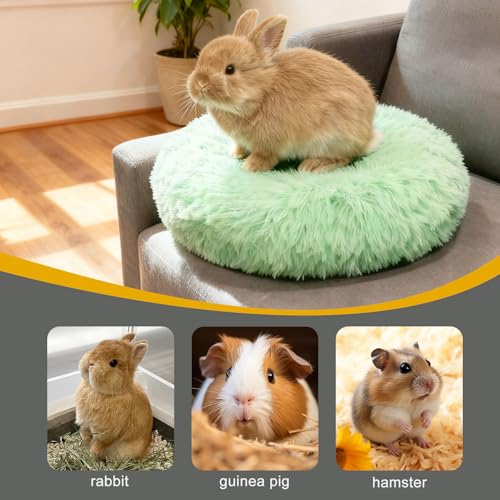 Bunny Rabbit Hideout Bed Small Animal Bedding Donut-Shaped Burrowing Pet Bed Soft and Warm Hideaway with Spandex and Fleece Bottoms Cozy Carrier, Cage Accessories - color: Green
