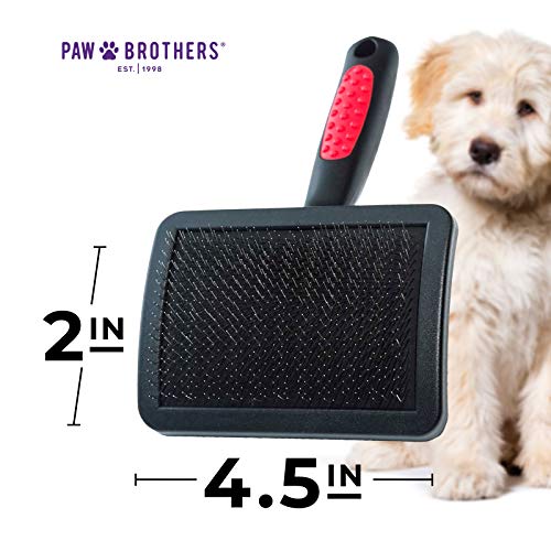 Ryan's Pet Supplies Paw Brothers Hard Pin Curved Back Slicker Brush for Dogs, Professional Grade, Stainless Steel Pins, Ergonomic Handle, Dematt and Detangle, Large, 4.5 in. - size: Large 4.5 in