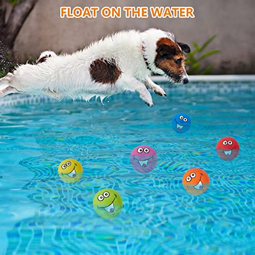 Squeaky Dog Toys Chewing Durable Teething Latex Rubber Soft Interactive Fetch Play Dog Balls with Funny Smile Face for Puppy Small Medium Pet Dog (6PCS) - color: Same Face