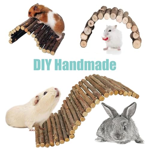 Tfwadmx Wooden Hamster Bridge, Extra Large Small Animal Bendy Bridge Tunnel Hut Hideout Ladder Hideaway Climbing Chew Toy for Gerbil Guinea Pig Chinchilla Rabbit Ferret Hedgehog Rat Gerbil