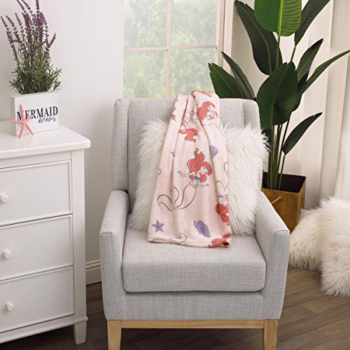 Disney The Little Mermaid Super Soft Ariel Starfish Seashell French Fiber Baby Blanket, Pink, Purple, Red (4143501P) - color: Disney the Little Mermaid, size: 30x36 Inch (Pack of 1)
