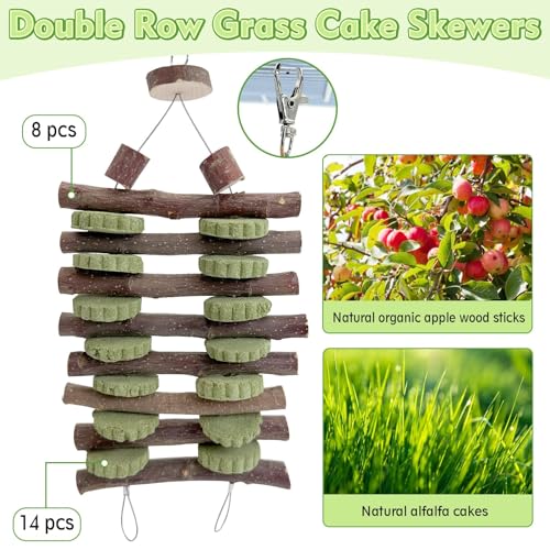 Hamiledyi Bunny Chew Toys Rabbit Hanging Toys for Teeth Grinding Rabbit Toys Natural Fruit Sticks Timothy Grass Cakes Chew Toys and Treats Improve Dental Health for Guinea Pig Hamster Chinchilla - style: Style C