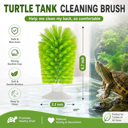 Turtle Scrub Brush, Turtle Scratches Back Brush Turtle Shell Clean Brush with Suction Cup Turtle Exfoliate Brush Tank Tortoise Brush for Remove Turtle Shell Scutes Mud Dirt