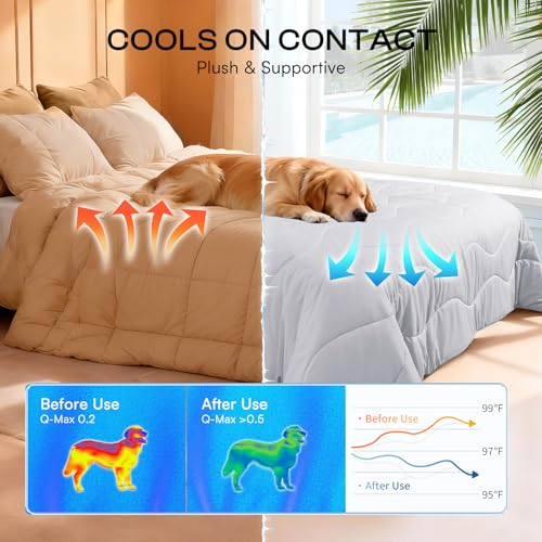 Luciphia Cooling Dog Blanket, Q-MAX>0.5 Pet Throw for Couch, Crate & Bed | Cools on contact—no power needed. Soft, breathable, gentle on sensitive skin; dog & cat cooling throw, Light Grey,29x40 - color: Light Grey, size: 29x40 inches