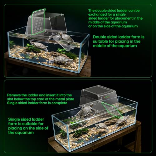 Turtle Basking Platform & Dock Stainless Steel Turtle Ramp Topper Decor for Red Eared Slider Hanging Habitat Enclosure Cage Non-Slip Surface Cuckold Tank with Lid Tortoise House Semi Aquatic Terrapin