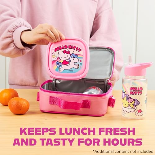 Get Trend Hello Kitty Girls Lunch Box 3Pc Set | Sanrio Kids Insulated Lunch Bag with BPA-Free Water Bottle and Snack Box, Back to School Gifts for Girls - color: Hello Kitty