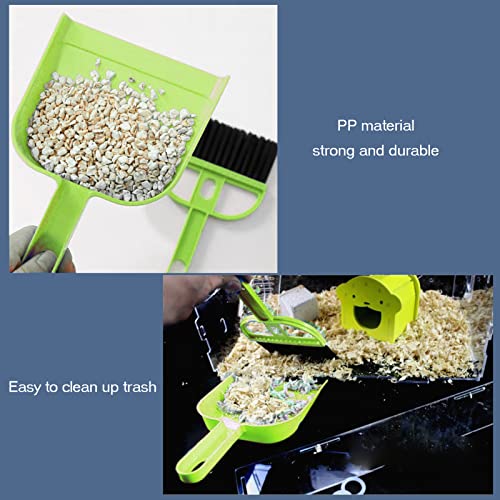 SEIS 3 Pack Hamster Mini Dustpan and Broom Set Guinea Pig Classical Besom Chinchillas Sweeper Cavy Cage Clean Hedgehogs Scooper for Small Animal (Green) - color: Green
