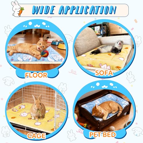 2 Pcs Guinea Pig Bed, Washable Rabbit Bunny Bed Mat Soft Small Animal Winter Bed Pads Sleeping Pads for Rat Chinchilla Hedgehog Hamster Squirrel Ferret (19 x13 inch) - size: 19 x13 inch
