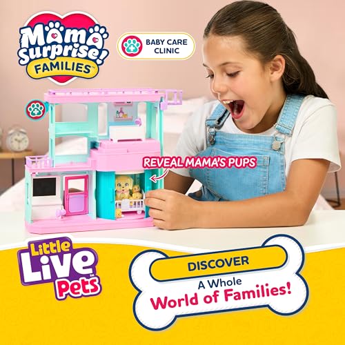 Little Live Pets Mama Surprise Families Pet Vet Playset, Baby Care Clinic Animal Hospital Play Set, 3 Puppies, Accessories, Vet Toys for Kids 5+ | Baby care clinic animal hospital play set, 3 puppies, accessories, vet toy, toys for girls and boys, screen-