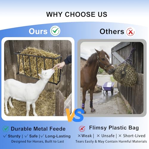 2-Pack Wall Mount Hay Feeder for Goats, 27-Inch Long Hay Rack for Horses | 27"L x 9.4"D x 15.7"H Wall hay feeder and goat hay feeder,each 16-gallon goat feeder, wall mounted hay feeder for horses - size: 2 pcs 27'' Long