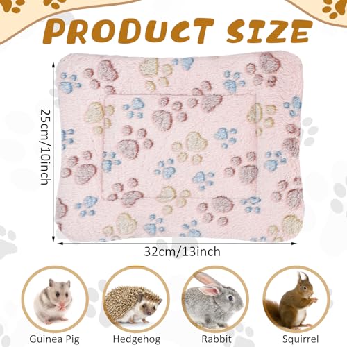 4 Pack Ultra Soft Dog Cat Bed Mat Small Animal Guinea Pig Bed with Cute Print Reversible Fleece Dog Crate Kennel Pad Cozy Washable Thickened Hamster Pet Beds Mat(13 x 10 Inches,Light Brown) - color: as shown on the picture, size: 13 x 10 Inches