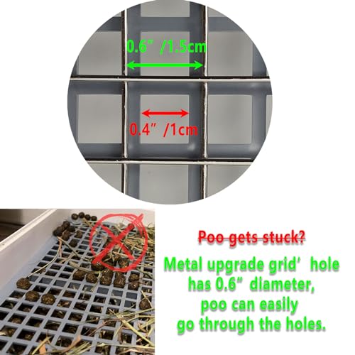 Rabbit Litter Box with Grid 22x18in, Potty Training Pan for Adult Animals | Rabbit Litter Box with Grid, Bunny Litter Tray for Cage, Potty Training Pan for Animals. - size: L (+1 metal grate with Large Hole)