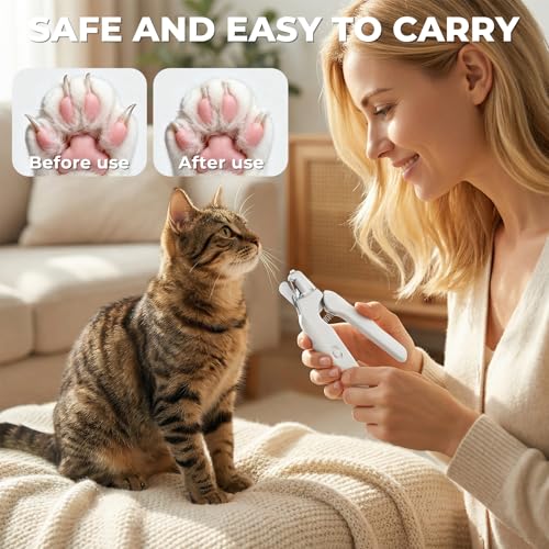 2-in-1 Pet Nail Clipper & Grinder with Dual LED Lights, USB Rechargeable, Electric Multi-Function Grinding, Quiet Operation with Splash Guard, Suitable for Small/Medium/Larg