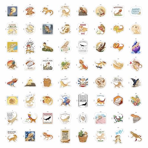 100Pcs Bearded Dragon Stickers for Water Bottle - Bearded Dragon Party Supplies - Gift for Women & Men - color: Bearded Dragon Stickers