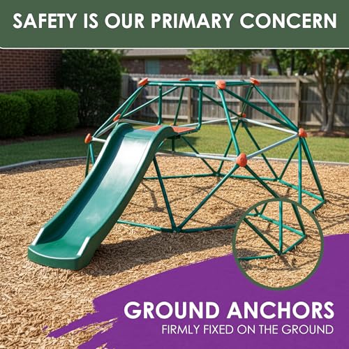 Plum Deimos Climbing Dome with 4FT Slide - Outdoor Toddler Jungle Gym, Monkey Bars, Playground Sets for Backyards, Play Equipment for Kids, Durable, Sturdy, Rust Resistant, Easy Assembly, Ages 3+ - size: 4ft Slide