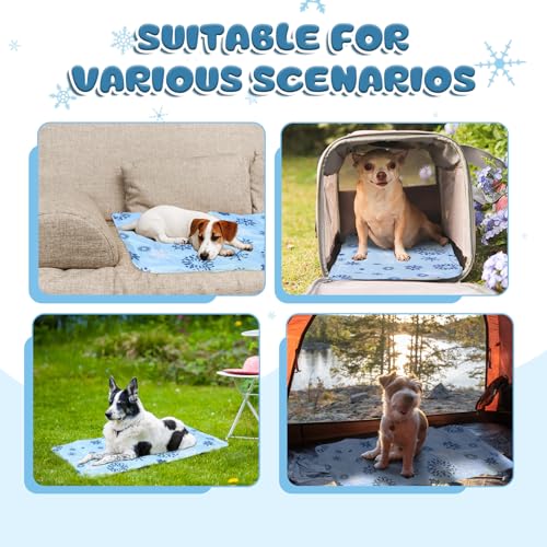 Nuanchu Dog Stroller Cooling Mat, Waterproof Gel Pet Cooling Pad for Summer, Washable Cat Sleeping Blanket, Portable Ice Gel Travel Mat for Cats, Crates, Car Seat(11.81 x 19.69 Inches,Snowflake) - size: 11.81 x 19.69 Inches, style: Snowflake