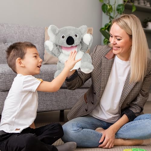 Easfan Koala Hand Puppet with Movable Mouth Plush Toy Gift for Kids 10" | Interactive storytelling, cute stuffed animal, creativity imagination, easter christmas birthday holiday gift, for toddlers - style: Koala