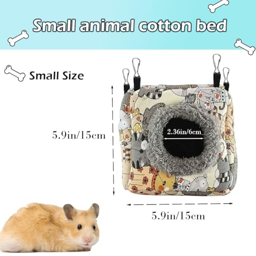 Hamster Rat Hammock Bed, Hanging Cave Shaped Cotton Nest Suitable for Small Animals Hamsters Rat Mouse Gerbil Sugar Glider Squirrels etc (S) - size: Small