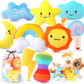 KIPRITII 9-Pack Squeaky Dog Toys for Small Dogs & Puppies with Storage Bag | Soft Plush,Built-In Squeakers,Weather-Themed Designs,Keeps Dogs Engaged