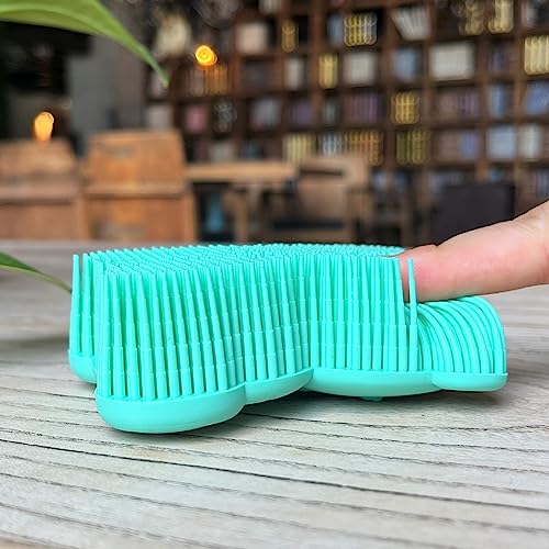 Premium Sensory Brush for Kids or Autism,Soft Silicone Body Scrubber,2 in 1 Sensory Room Occupational Therapy Fidget Brushes,Silicone Loofah,Pet Shower Brushes Bath Shampoo Brush(Bear-Teal) - color: Bear-teal