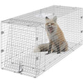 VEVOR Live Animal Cage Trap, 42" x 16" x 18" Humane Cat Trap Galvanized Iron, Folding Animal Trap Cage with Handle for Stray Dogs, Armadillos, Raccoons, Foxes - size: 42" x 16" x 18"
