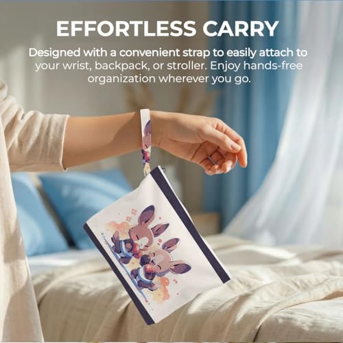 ENGVZ Wet Dry Bag, Waterproof Travel Pouch, Large Zipper Bag For Swimsuits, Diapers, Toiletries, Makeup, Women And Girls Cute Boxing Bunnies - color: Bunny