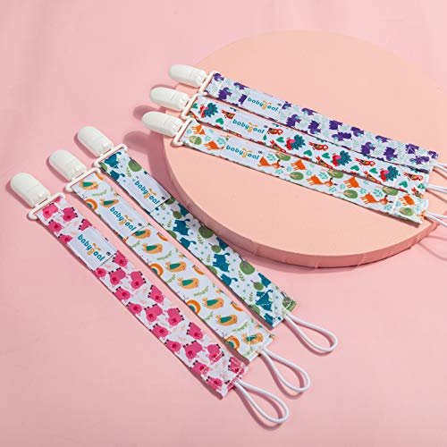 babygoal Animal Pacifier Clips, 6 Pack Binky Paci Holder Leashes Fits for Most Baby Pacifiers and Binkies - color: animal world