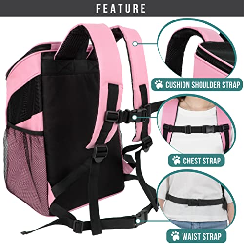 PetAmi Cat Backpack Carrier, Airline Approved Pet Carrier Backpack for Small Dogs and Large Cats, Soft Sided Collapsible Ventilated with Sherpa Bed for Hiking Travel, Max 18 lbs, Pink - color: Pink