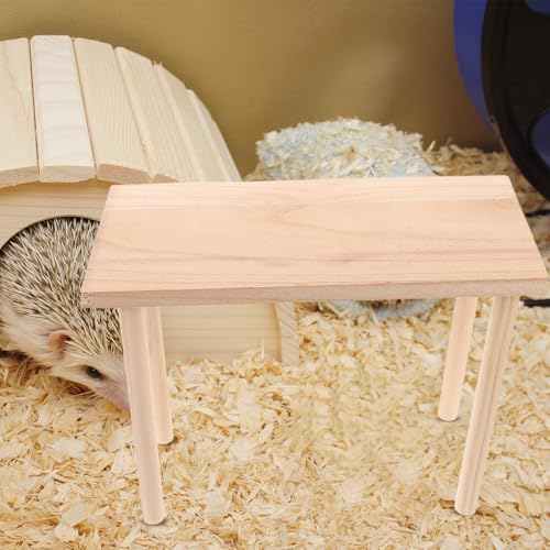 Toddmomy Hamster Play Wooden Platform, Hamster Platform Gerbil Cage Wood Stand with Pillars, Small Animal Resting Area, Rectange, 7. 5'' / 19cm Height