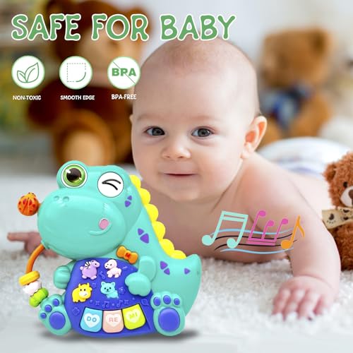 Baby Musical Toys for 1 Year Old Boy Girl, Light Up Music Developmental Learning Toy for Toddlers , Tummy Time Toy12 - 18 Months, Baby Birthday Gift (Dinosaur) - color: Dinosaur