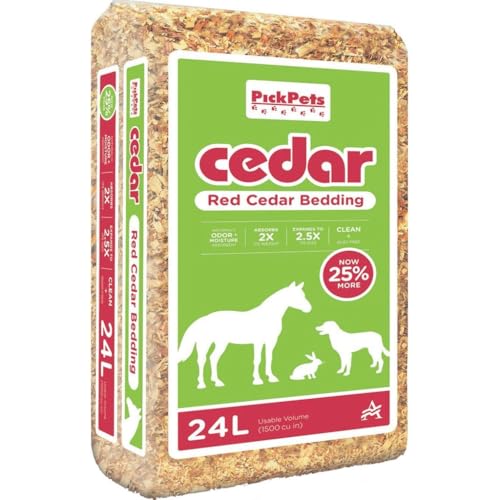 Pick Pets Red Cedar Bedding for Dogs, Rabbits and Horses | 100% Pet-Safe Material | All-Natural | Zero Artificial or Unsafe Chemicals, 24L