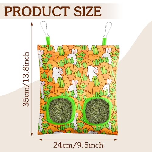 UPINS 3Pack Guinea Pig Hay Feeder Bag,Bunny Rabbit Cage Bag Hanging Holder | Guinea Pig Cage Feeder,for Bunny Rabbits,Chinchillas,Hamsters,Small Pets,and Animals - color: Orange Blue Pink