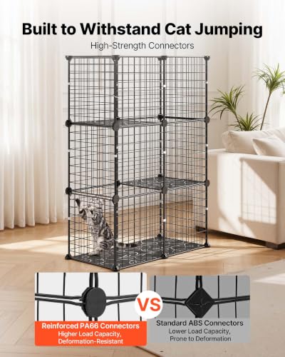 VEVOR Cat Cage 3-Tier 28"x13.98"x40.98" DIY Cat Playpen Indoor Enclosure, Detachable Metal Wire Kennel Crate, Large Exercise Place Ideal for 1-2 Cats, Kittens, Rabbits, Ferrets & Small Animals, Black - size: 28.0"L x 14.0"W x 41.0"H